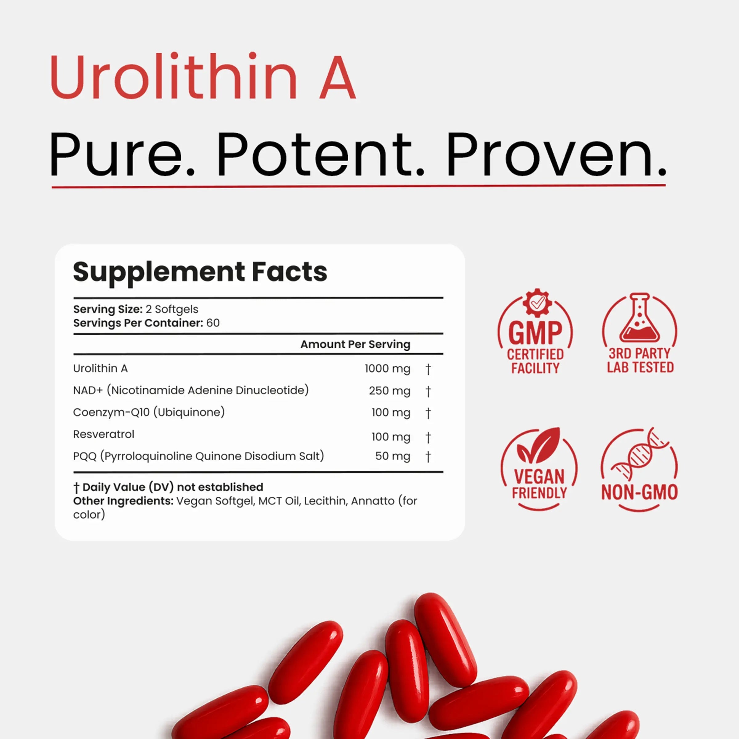 Bloomeo Urolithin A NAD Resveratrol CoQ10 Ubiquinone PQQ  5-in-1 120 Softgels - Galeri
