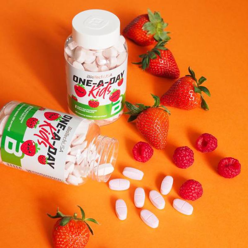 BIOTECH USA One-A-Day Kids Vitamin + Mineral - 90 chewable çiğneme tab +4 Çocuklara özel) USA MENŞEİ - Galeri