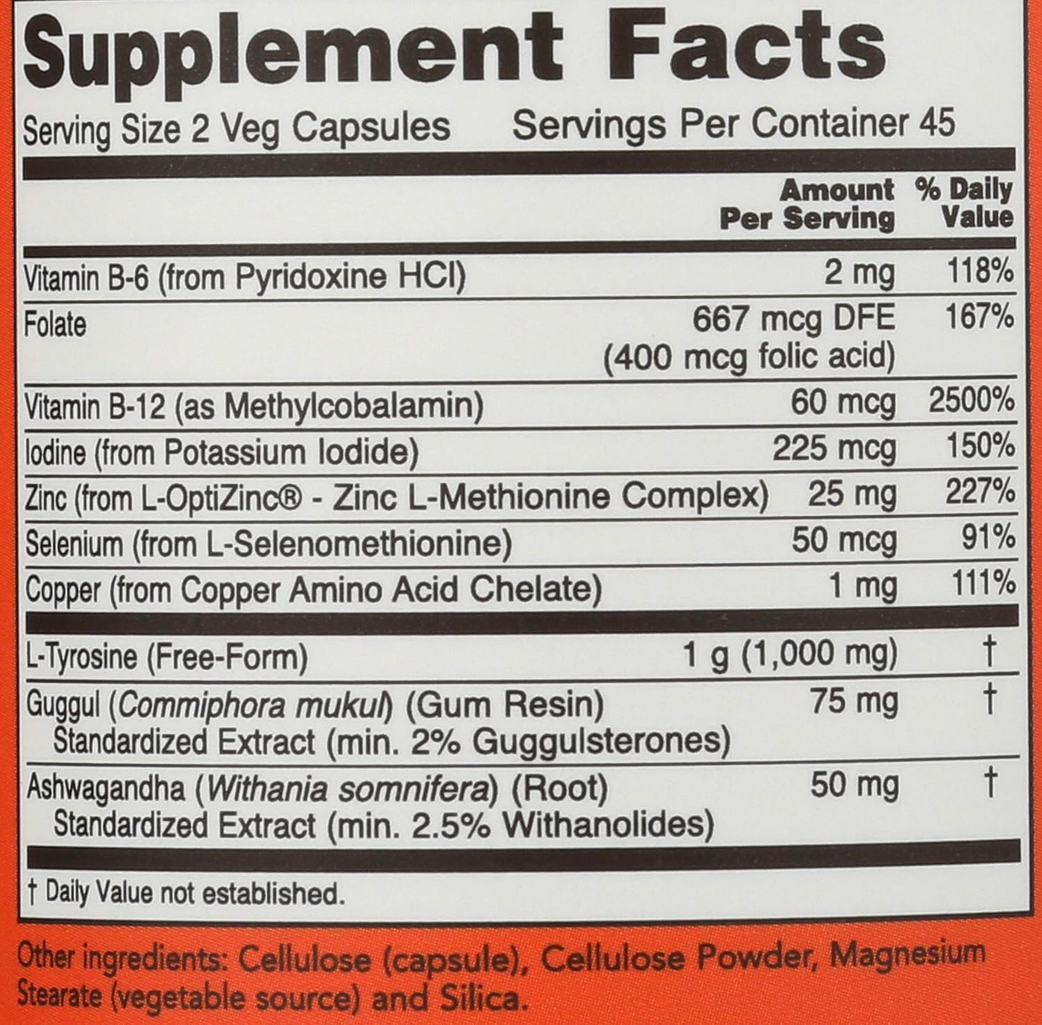 NOW Foods Thyroid Energy L-Tyrosine Copper Vitamin B-6 / B-12 90 Veg Caps - Galeri
