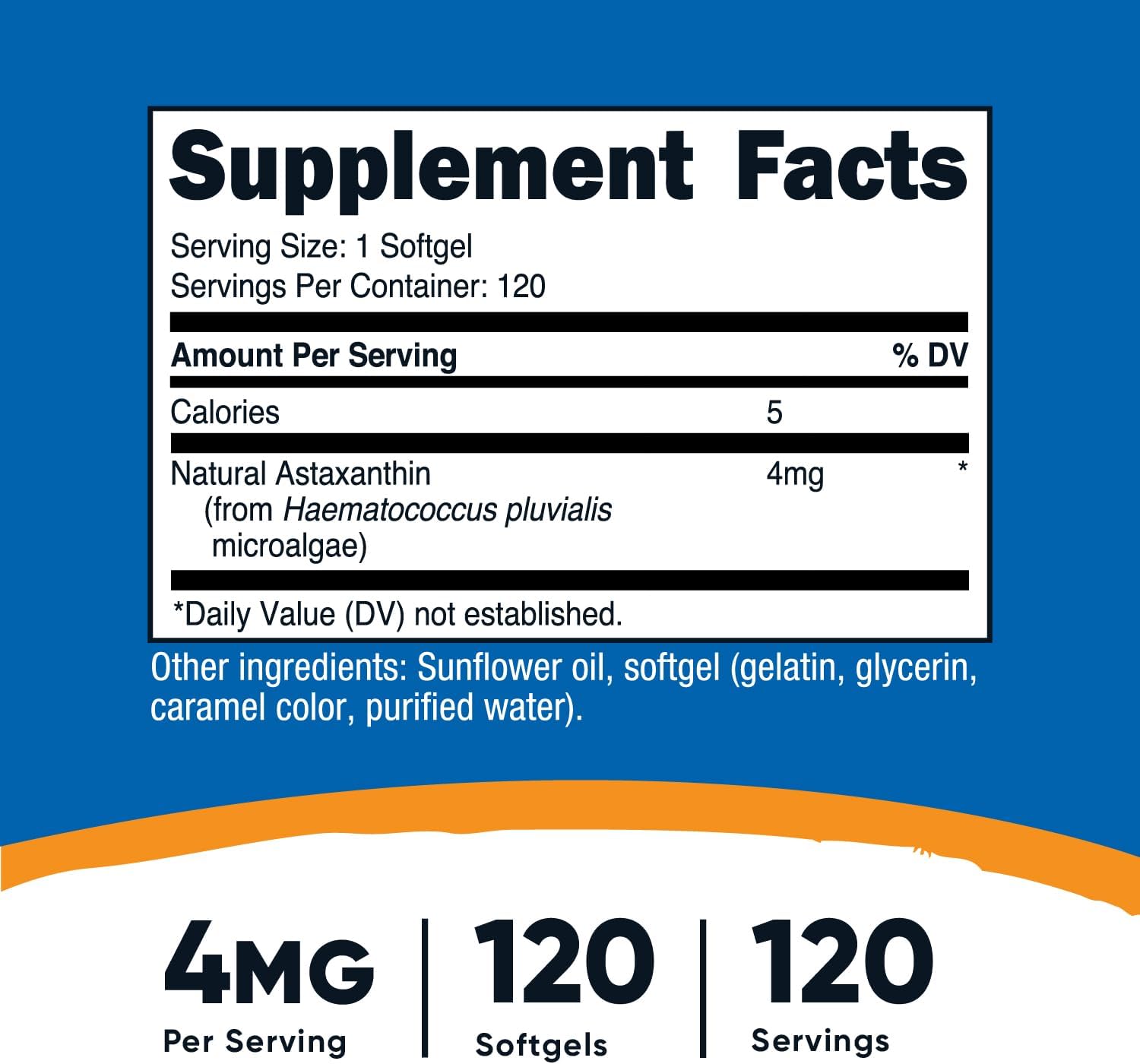 Nutricost Astaxanthin Antioxidants 4mg Gluten Free and Non-GMO 120 Softgels - Galeri