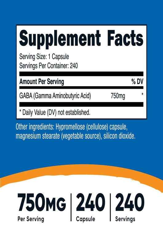 Nutricost GABA 750 MG 240 KAPSUL - Galeri