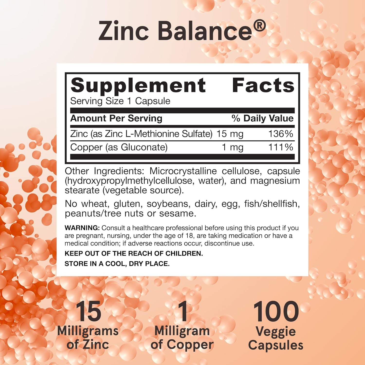 Jarrow Formulas Zinc Balance with Copper - Essential Minerals for Immune 15 mg 100 Veggie Caps - Galeri