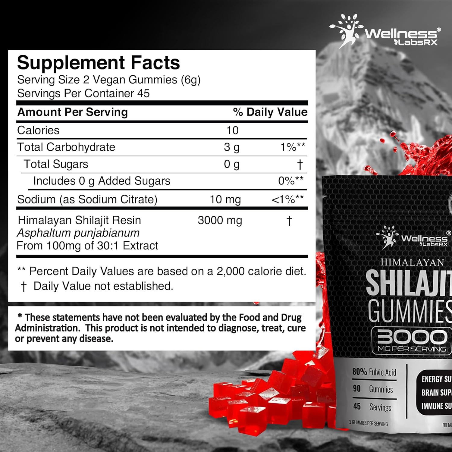 Wellness Labs Himalayan Shilajit for Women and Men Trace Minerals & Fulvic Acid 90 Gummies - Galeri