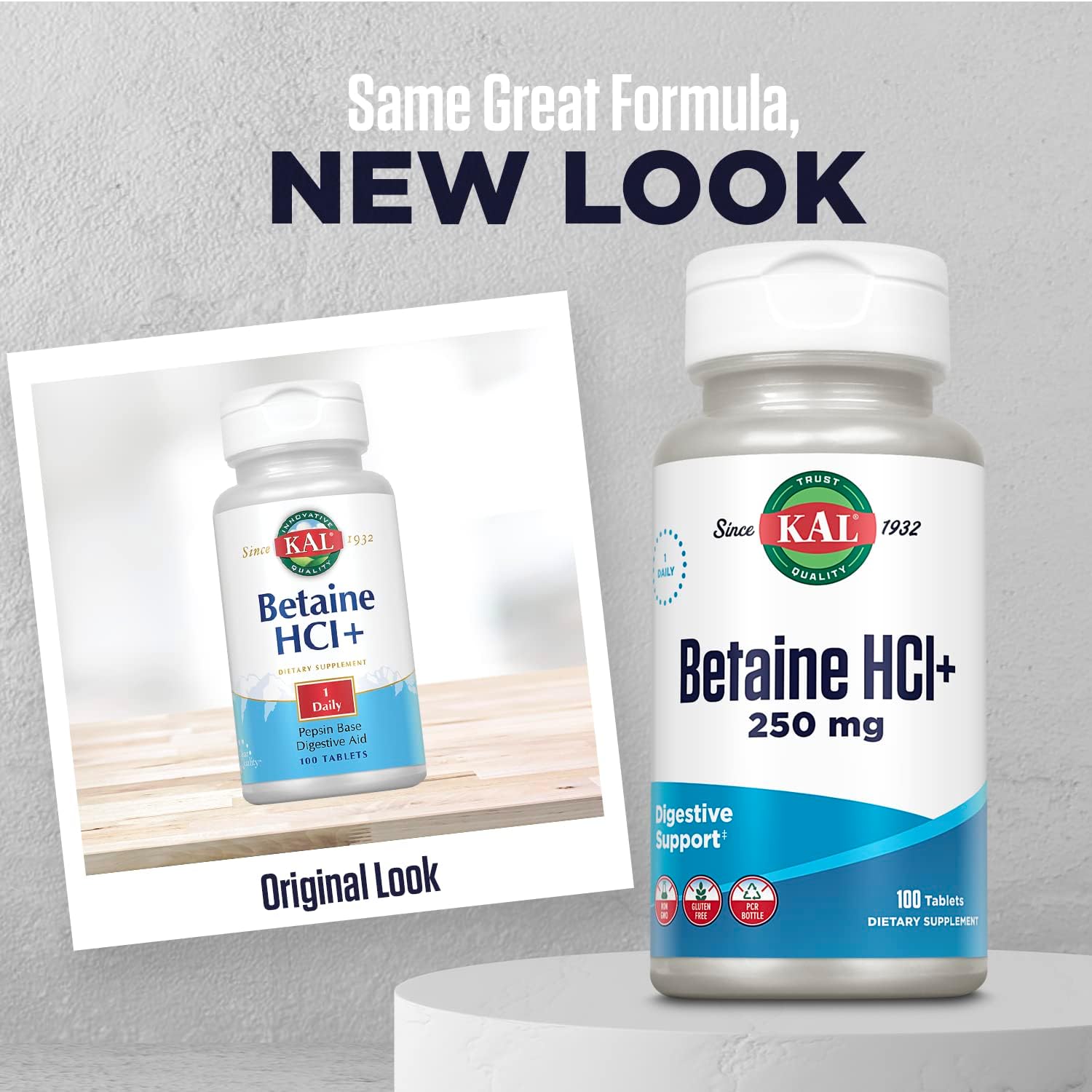 KAL Betaine HCL with Pepsin Digestive Enzymes for Gut Health 100 Tablet - Galeri