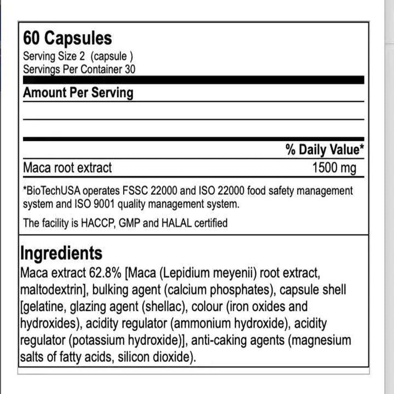 BioTech USA 1500 Mg MACA ROOT (maca tozu) 60 capsules - Galeri