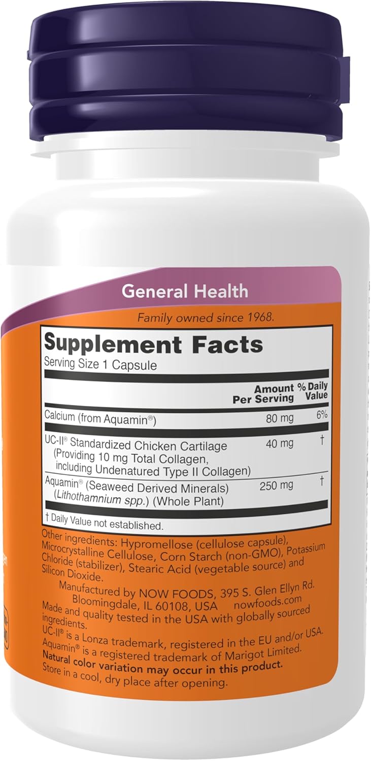 NOW Foods UC-II Collagen Hair, Skin & Nails Undenatured Bone, Joint & Cartilage 60 Veg Caps - Galeri