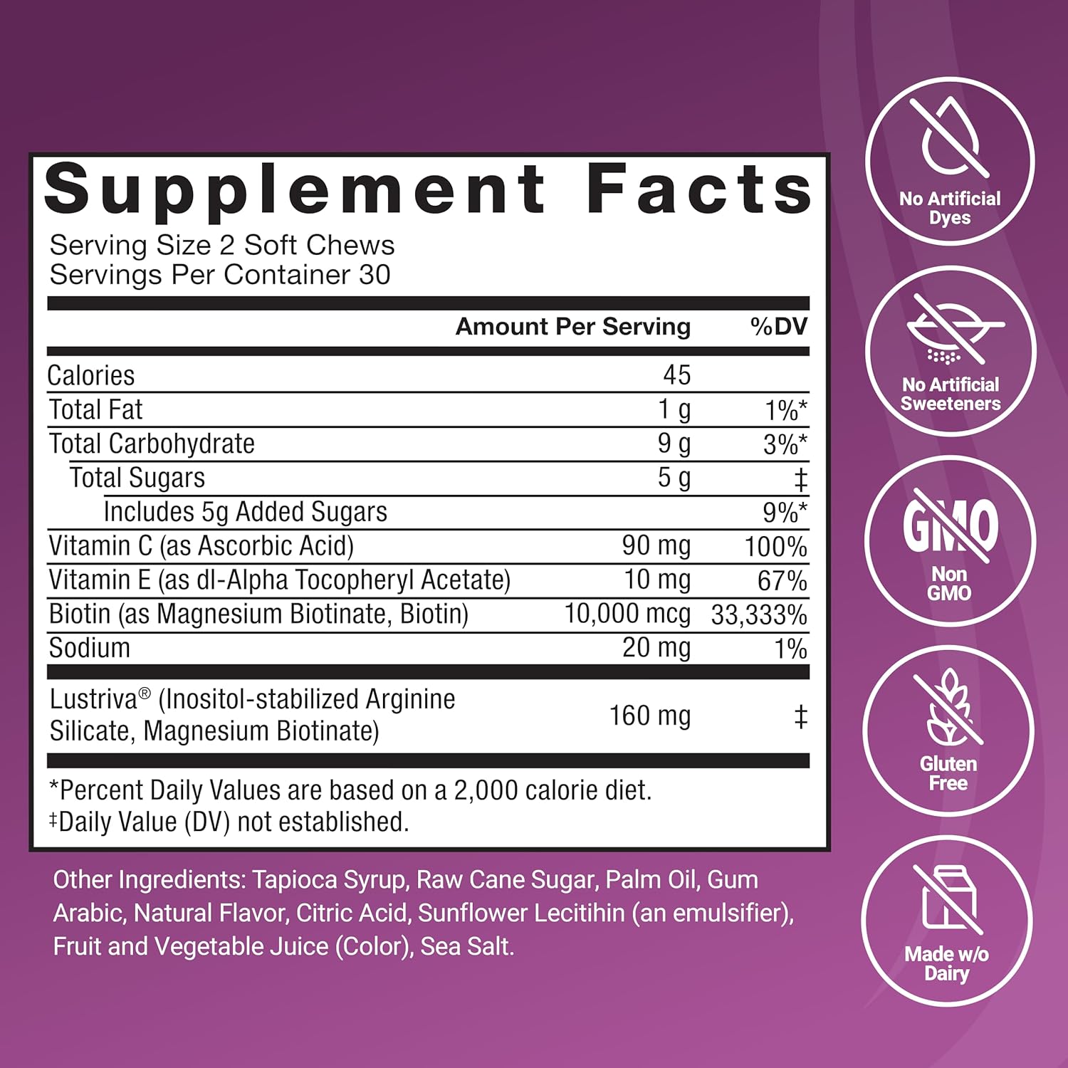 Force Factor Hair Growth Accelerator Hair Skin & Nails Vitamin Biotin Mixed Berry 60 Soft Chews - Galeri