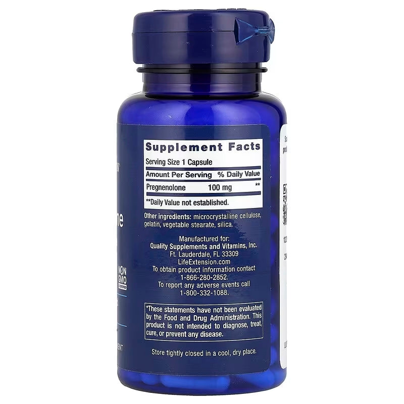 Life Extension Pregnenolone 100 mg Memory Focus Cognitive 100 Caps - Galeri