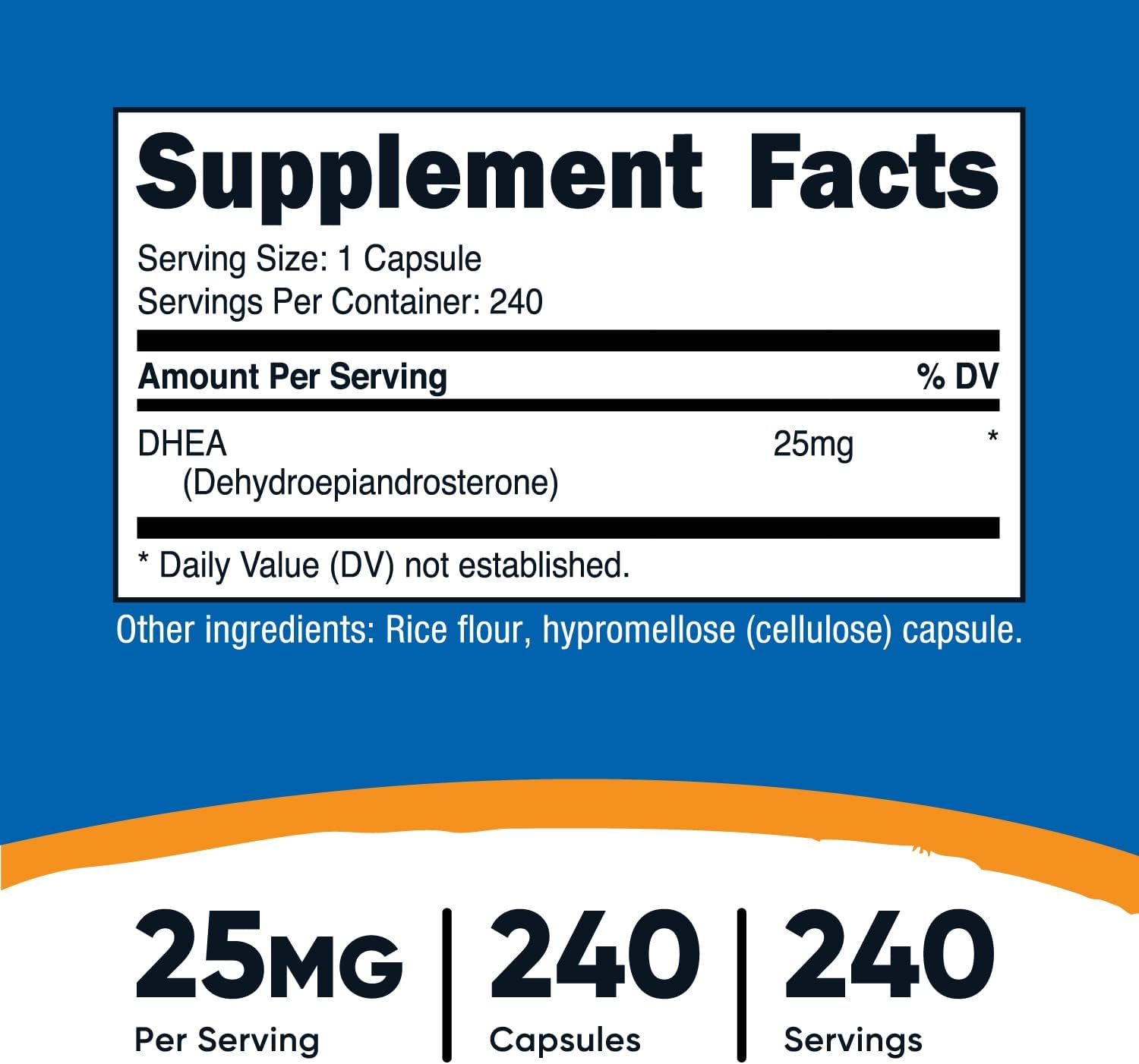 Nutricost DHEA 25mg, 240 Caps - Gluten Free, Soy Free, Non-GMO - Galeri