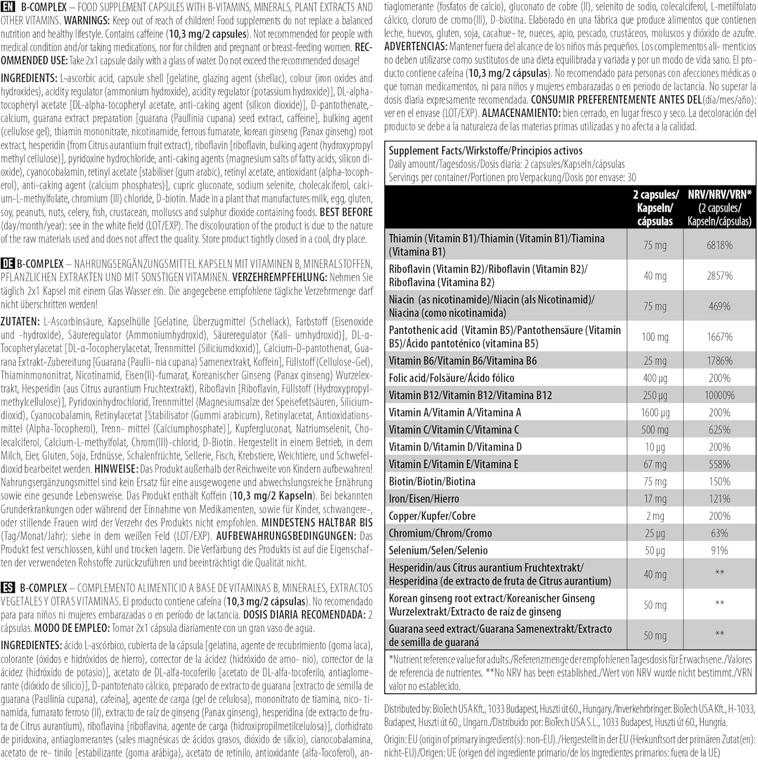 BiotechUSA Vitamins And Minerals B-Complex 60 Tablet - Galeri