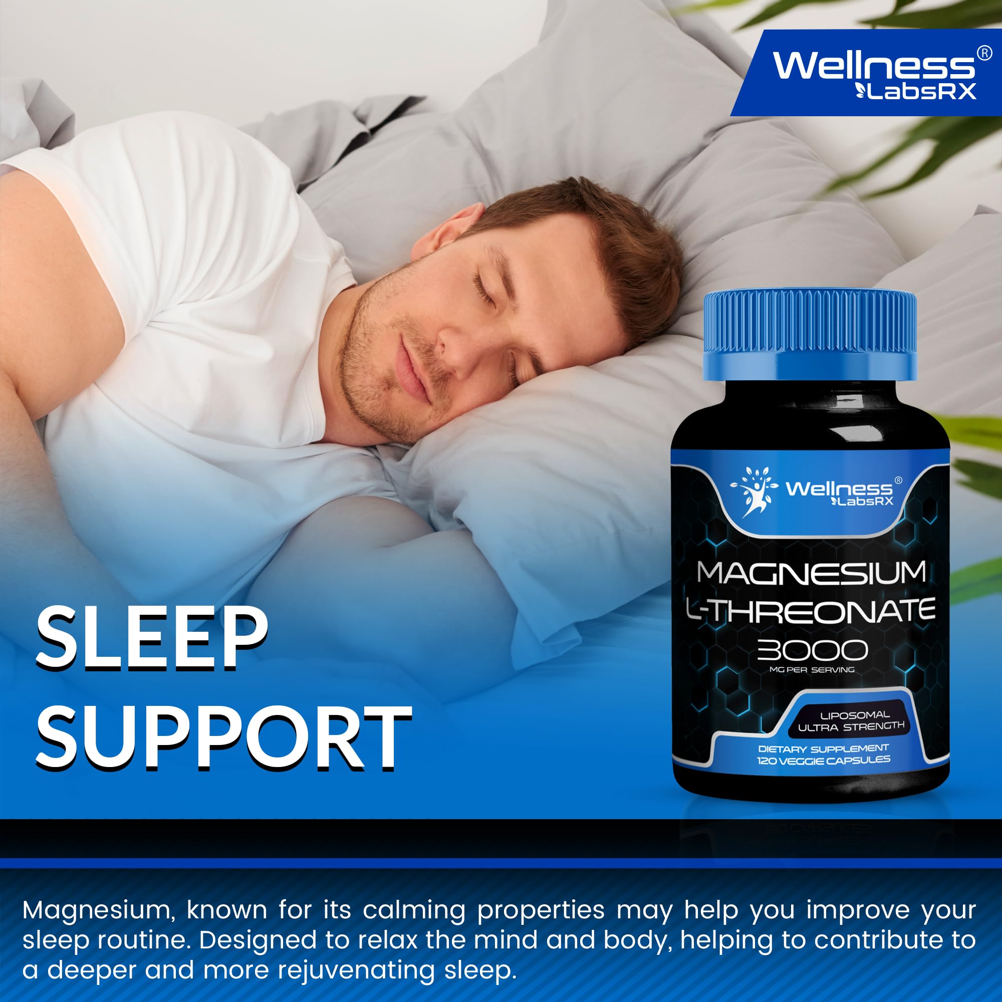 Wellness Labs Liposomal Magnesium L-Threonate Sleep 3000mg – 120 Capsules - Galeri