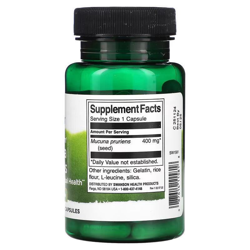 Swanson Full Spectrum Dopa Mucuna Pruriens Stress Support Nervous System 400 mg 60 Caps - Galeri