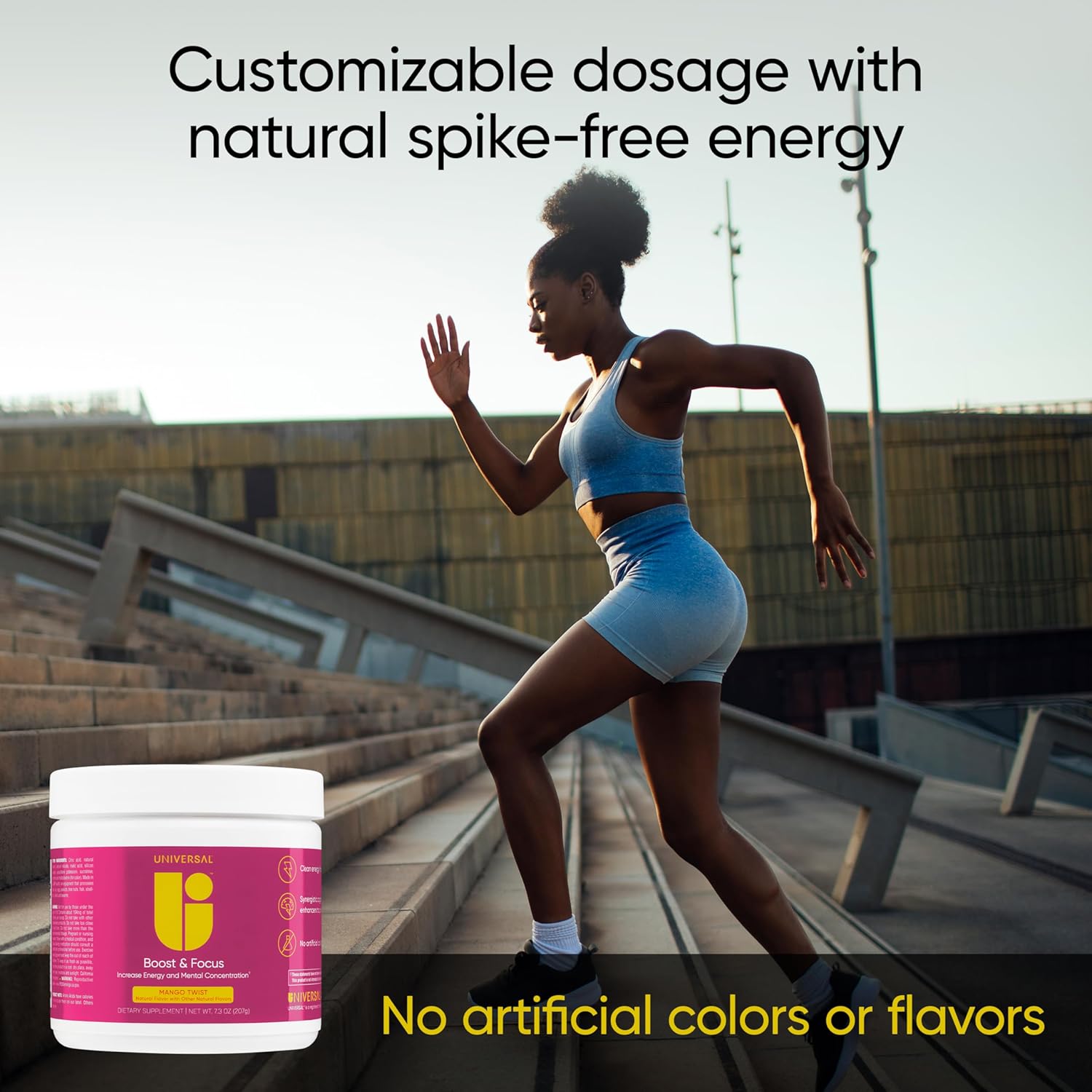 Universal U Boost & Focus Powder Energy and Cognitive B12 Niacin Choline L-Tyrosine Huperzine Beta Alanin Citrulline - Galeri