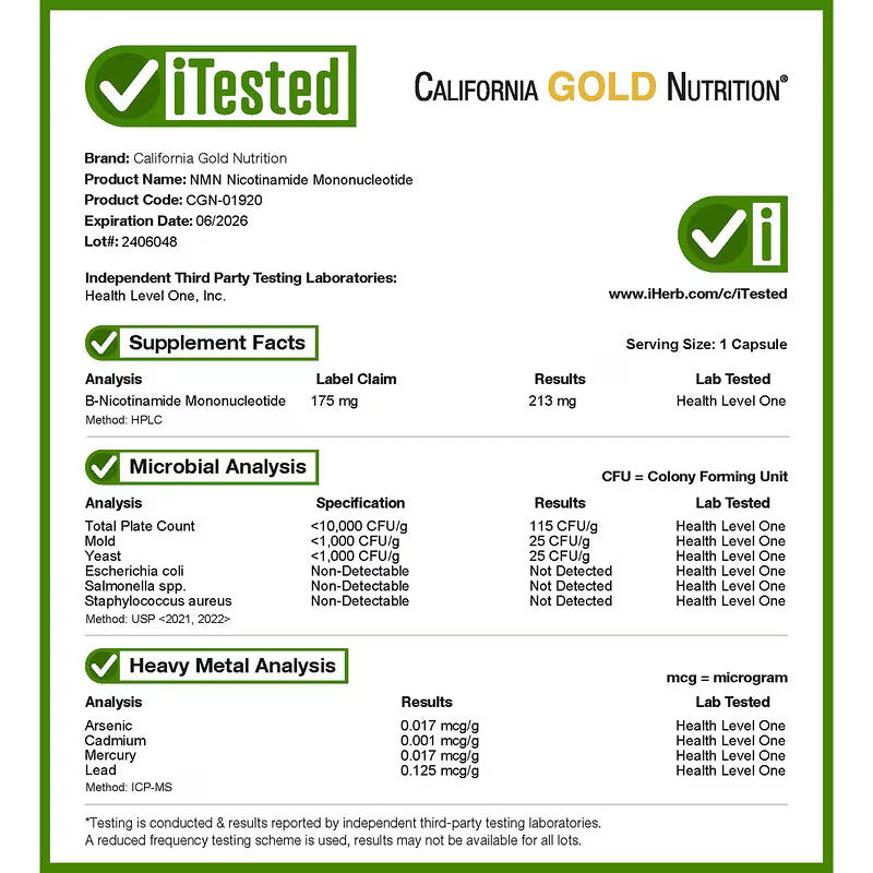 California Gold Nutrition Nmn Nad Öncüsü Nicotinamide Mononucleotide 175 Mg 60 Veggie Capsul - Galeri