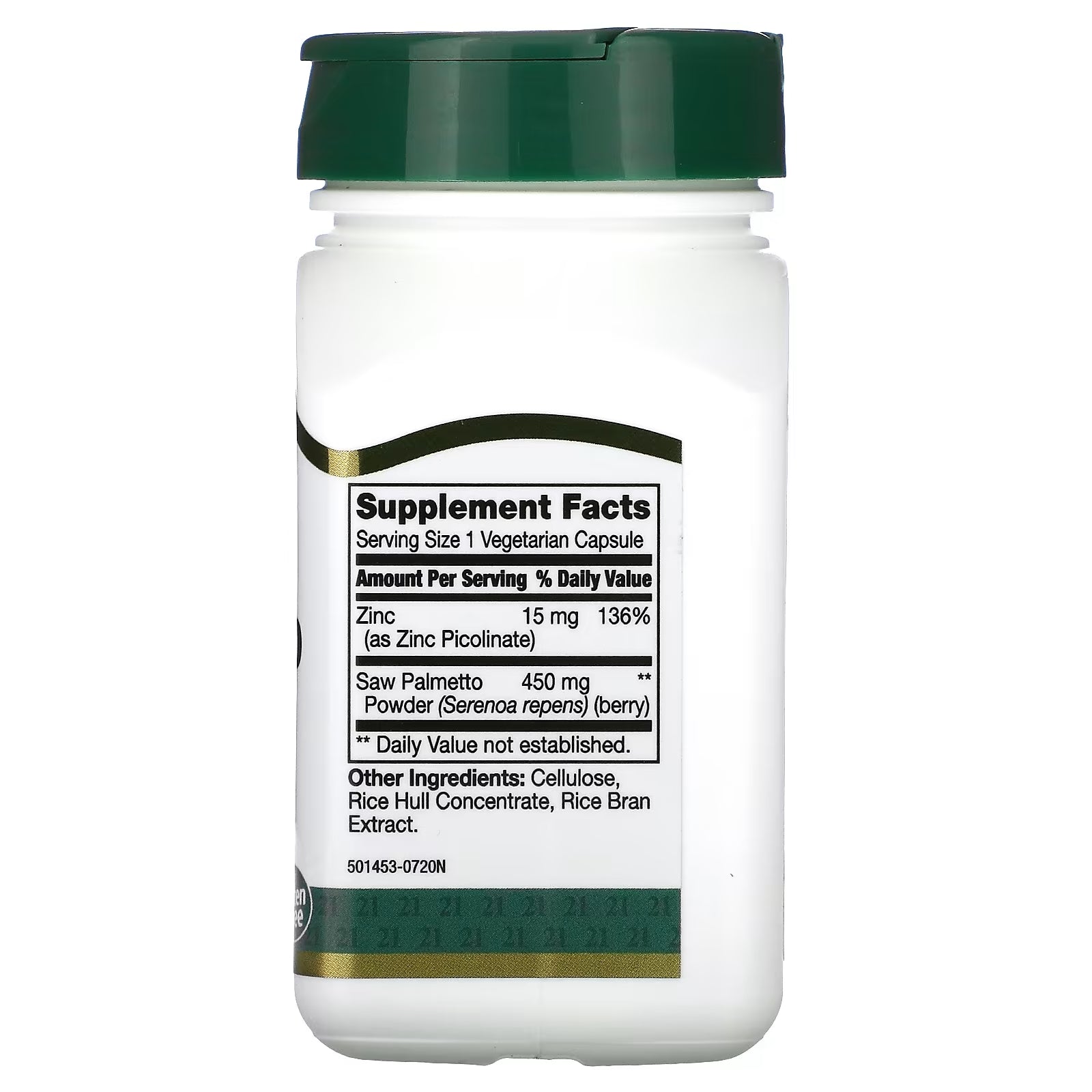 21st Century Saw Palmetto Zinc Çinko Hair Skin Health Support 450 mg, 60 Vegetarian Capsules - Galeri