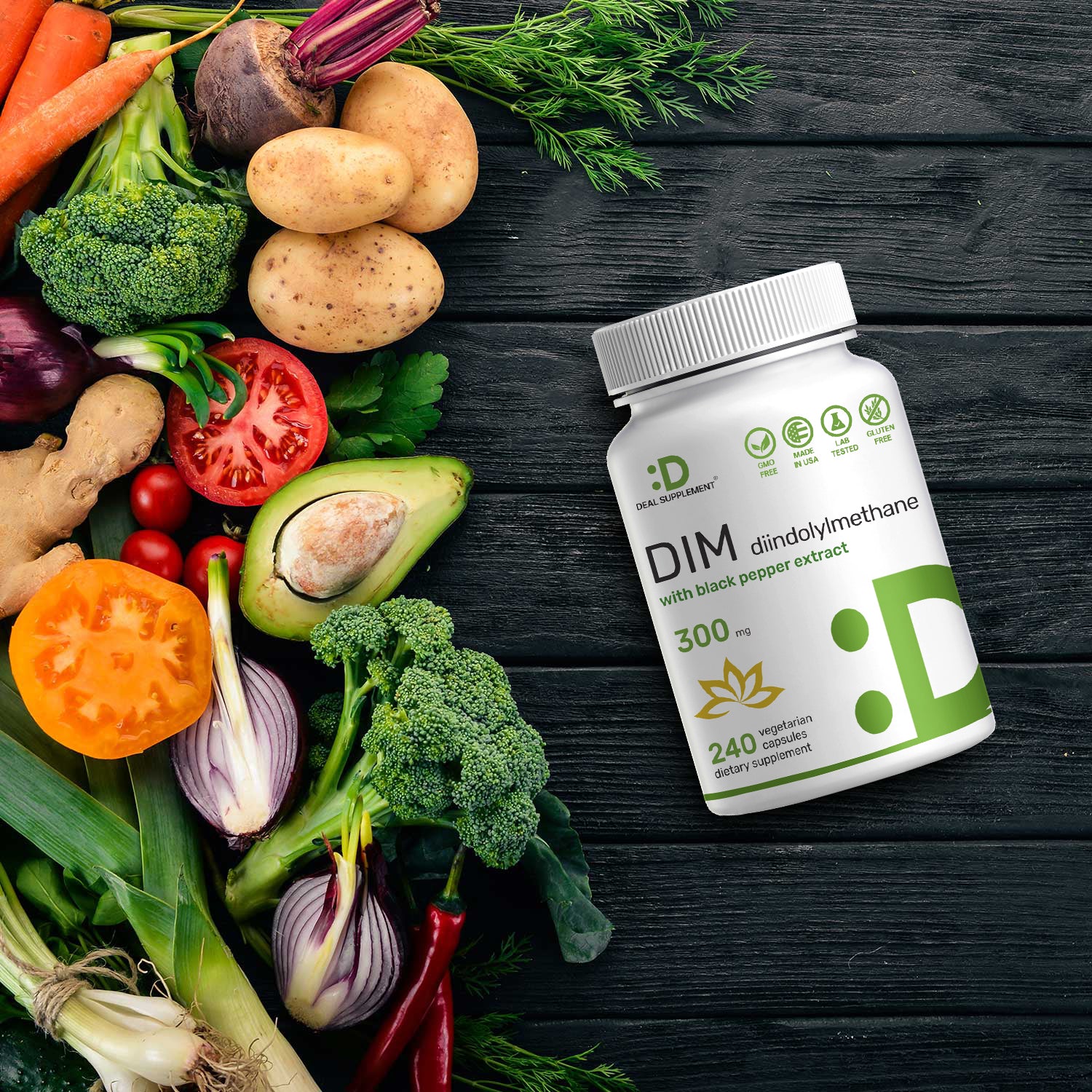 Deal Supplement DIM 300mg 240 Caps Men Women Diindolylmethane Skin Health Support