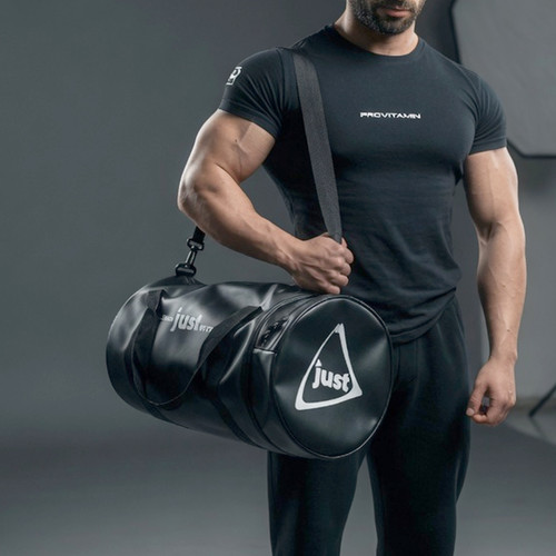 Just Leather Sport Bag -Şık Suni Deri Spor Çantası (Kahverengi &amp; Siyah) - Galeri