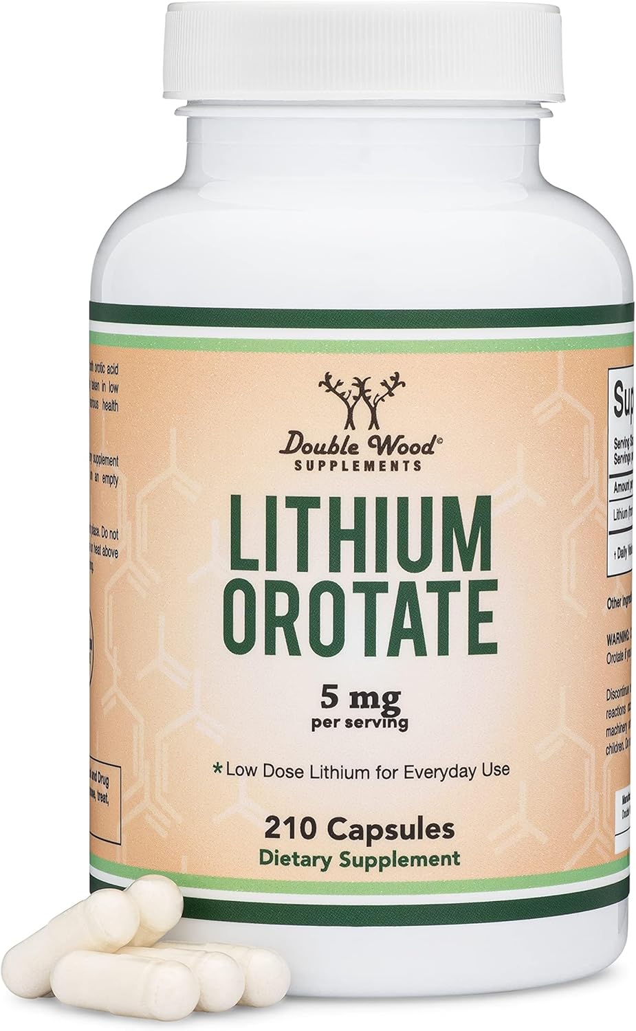 Double Wood Lithium Orotate 5 mg Cognition and Brain Health 210 Caps