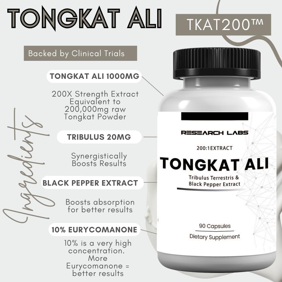 Research Labs Longjack Tongkat Ali + Tribulus 1000 Mg Extract 90 Capsules - Galeri