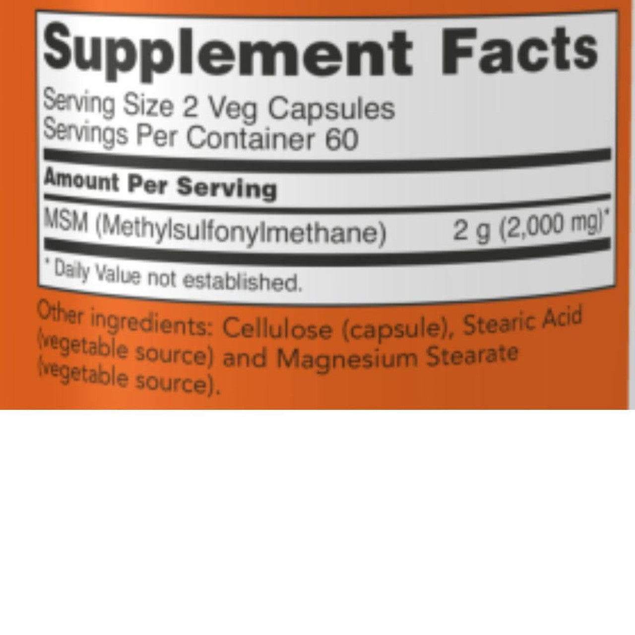 NOW Foods MSM Methylsulfonylmethane 1,000 mg 120 Veg Capsules - Galeri
