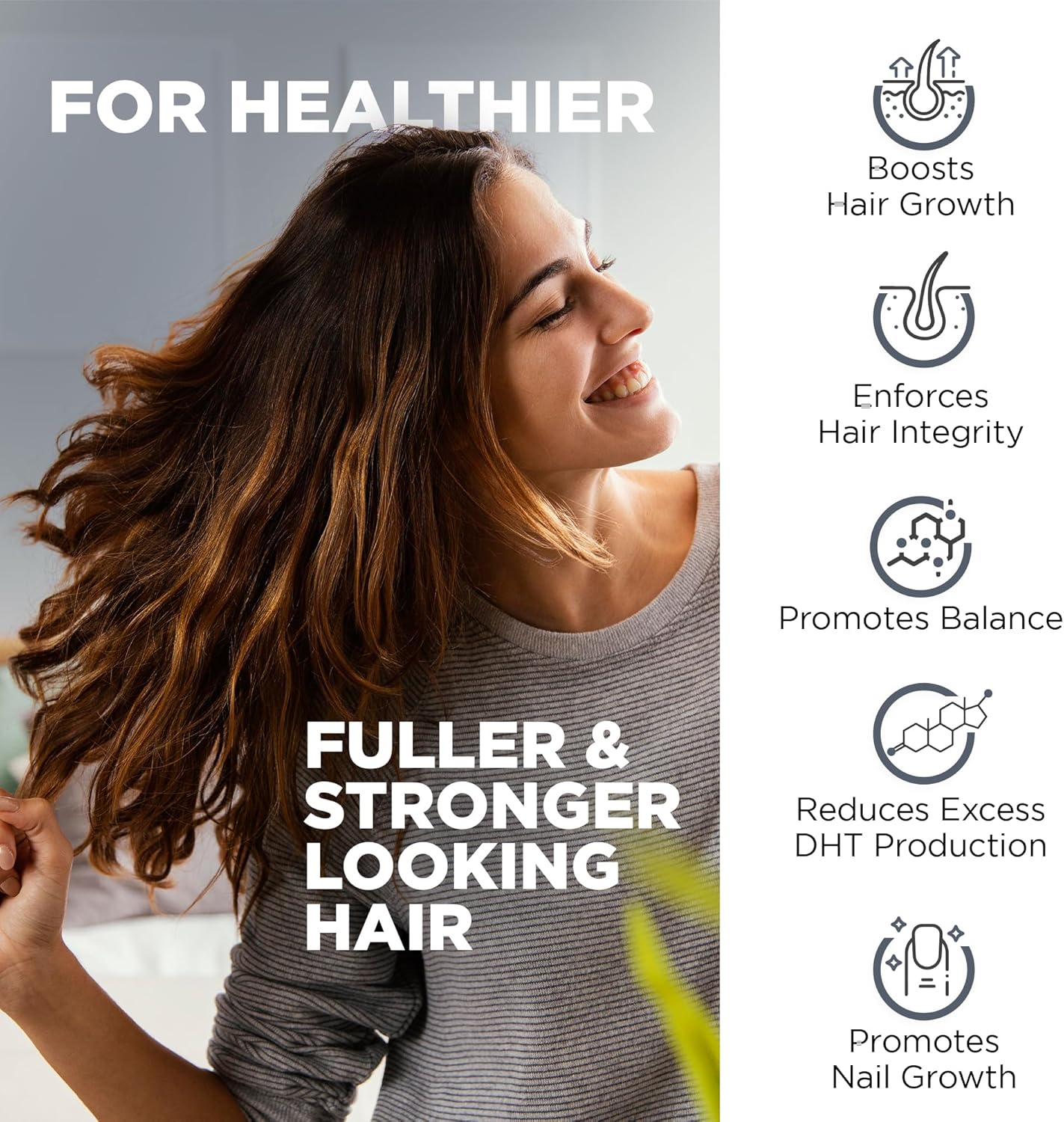 Nutrivein DHT Blocker with Biotin Hair Supplement Saw palmetto+Resveratrol 60 Caps - Galeri
