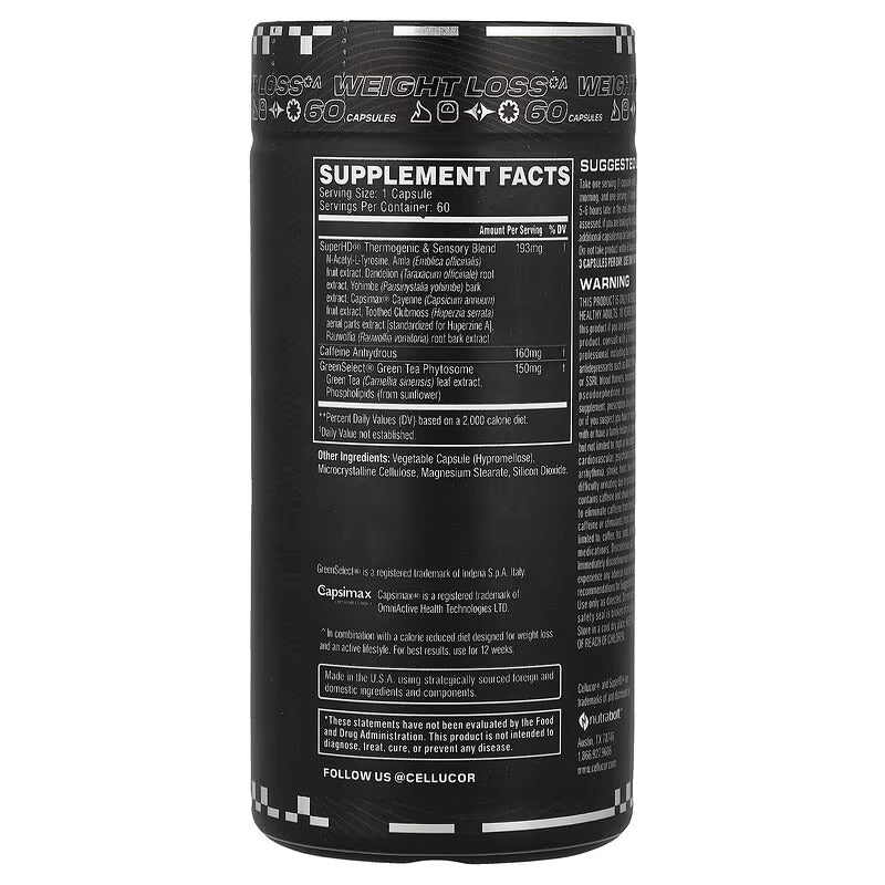 C4 Cellucor Super HD Fat Burner Thermogenic Support Tyrosine , Caffeine , Green Tea 60 Caps - Galeri