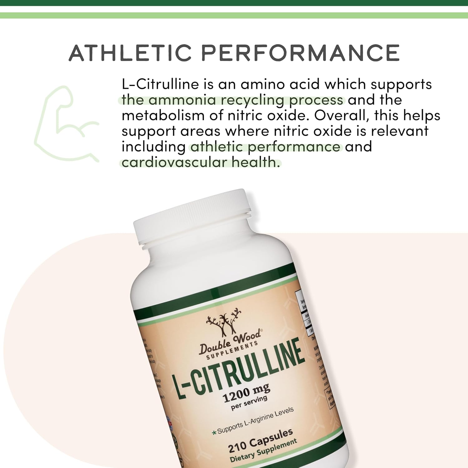 Double Wood L Citrulline 1200mg L-Arginine Nitric Oxide Booster Muscle Recovery  to Improve Muscle - Galeri