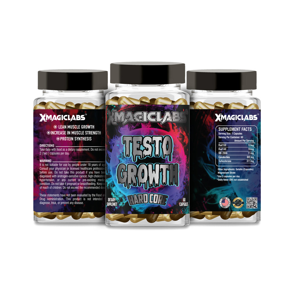 XMAGICLABS TESTO GROWTH Rad150-Rad140-Mk2866 Ostarine-Turkesteron 60 Caps - Galeri