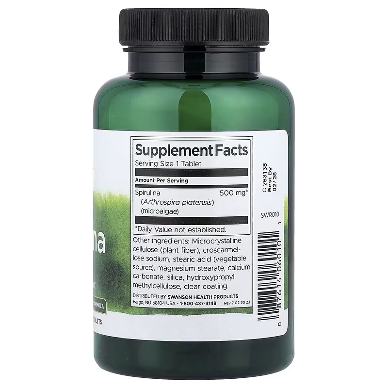Swanson Spirulina Greens & Superfoods Antioxidant Support 500 mg 180 Tablets - Galeri