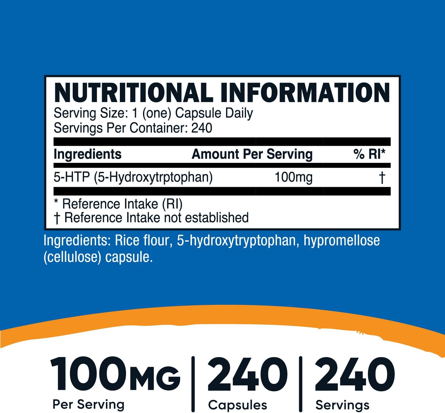 Nutricost 5-HTP 100mg, 240 Vegetarian Capsules (5-Hydroxytryptophan) - Non-GMO & Gluten Free - Galeri