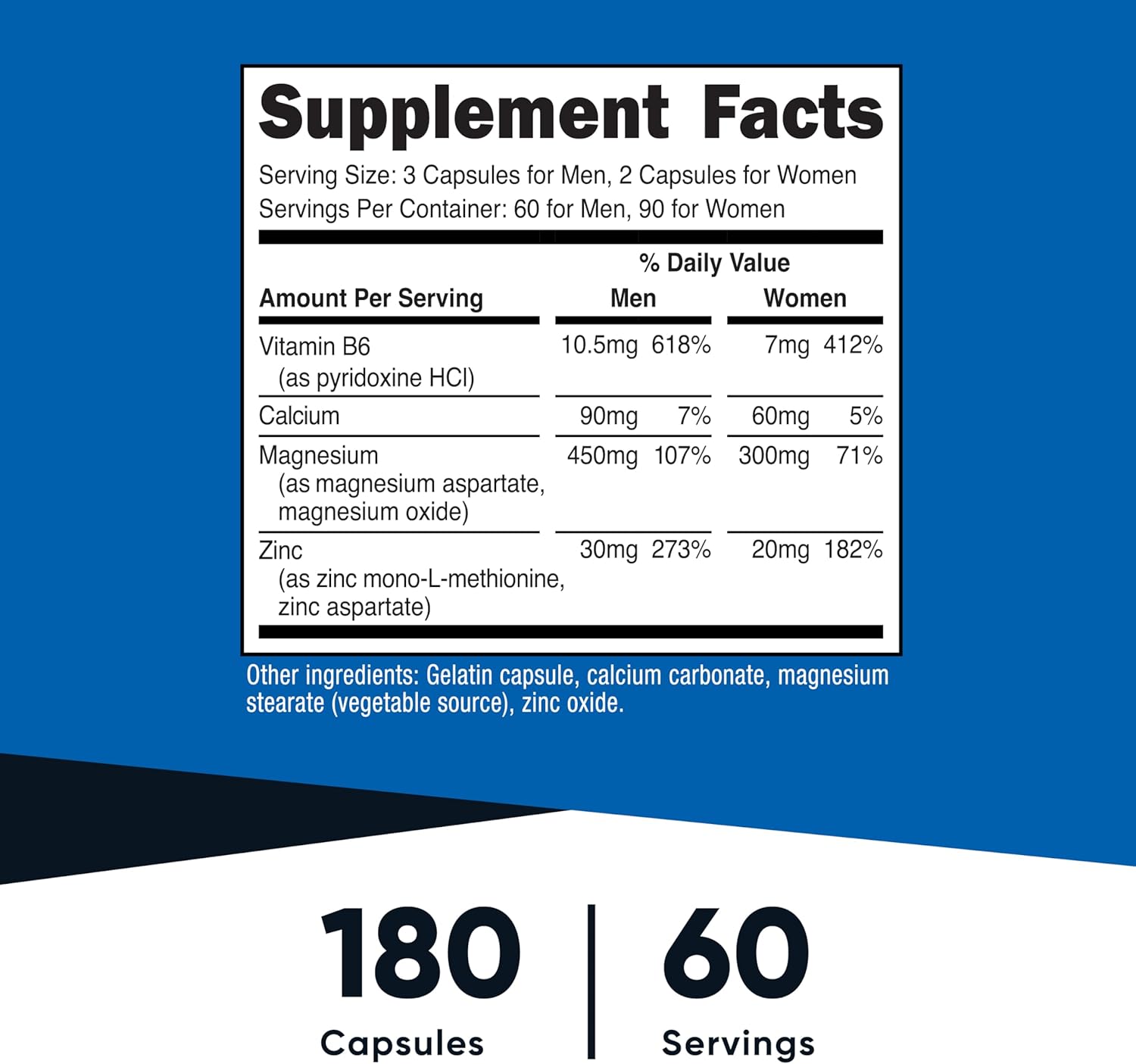 Nutricost ZMA Magnesium Zinc B6 Mineral Support 180 Caps - Galeri