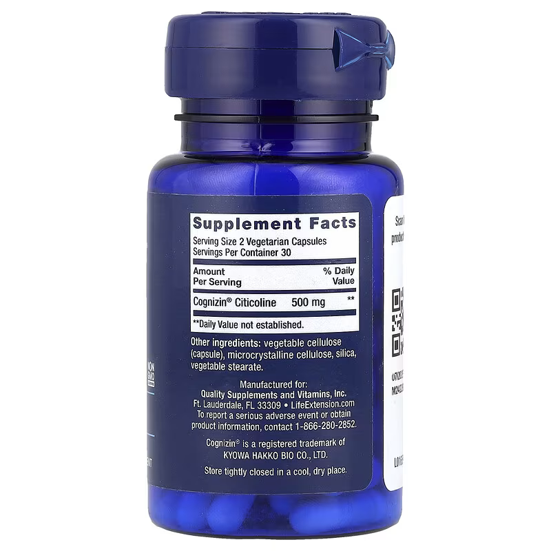 Life Extension Citicoline CDP Cognizin Choline Brain & Cognitive Memory 60 Vegetarian Caps - Galeri