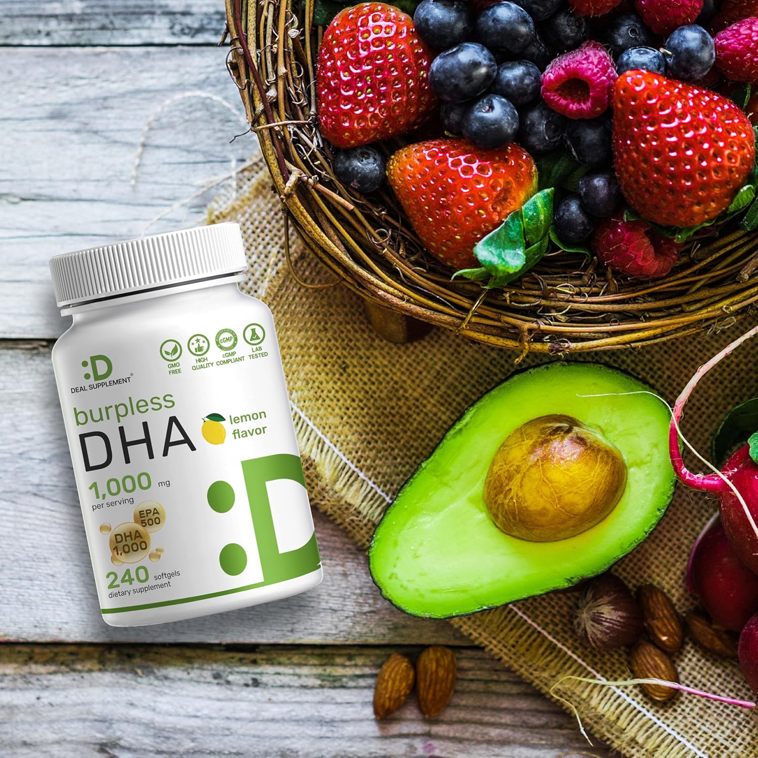 Deal Supplement DHA EPA Omega 3 Fish oil Brain Heart & Joint Health 240 Softgels - Galeri