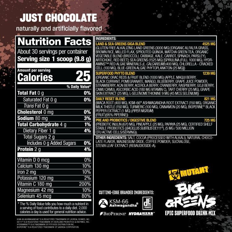 Mutant Big Greens Sea Greens Reds Antioxidants phytonutrients 1000mg spirulina  Probiotic 294 gr - Galeri