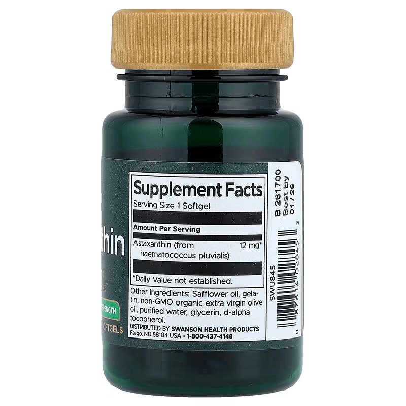 Swanson Astaxanthin Maximum Strength Immune Health and Antioxidant Support 12 mg, 30 Softgels - Galeri