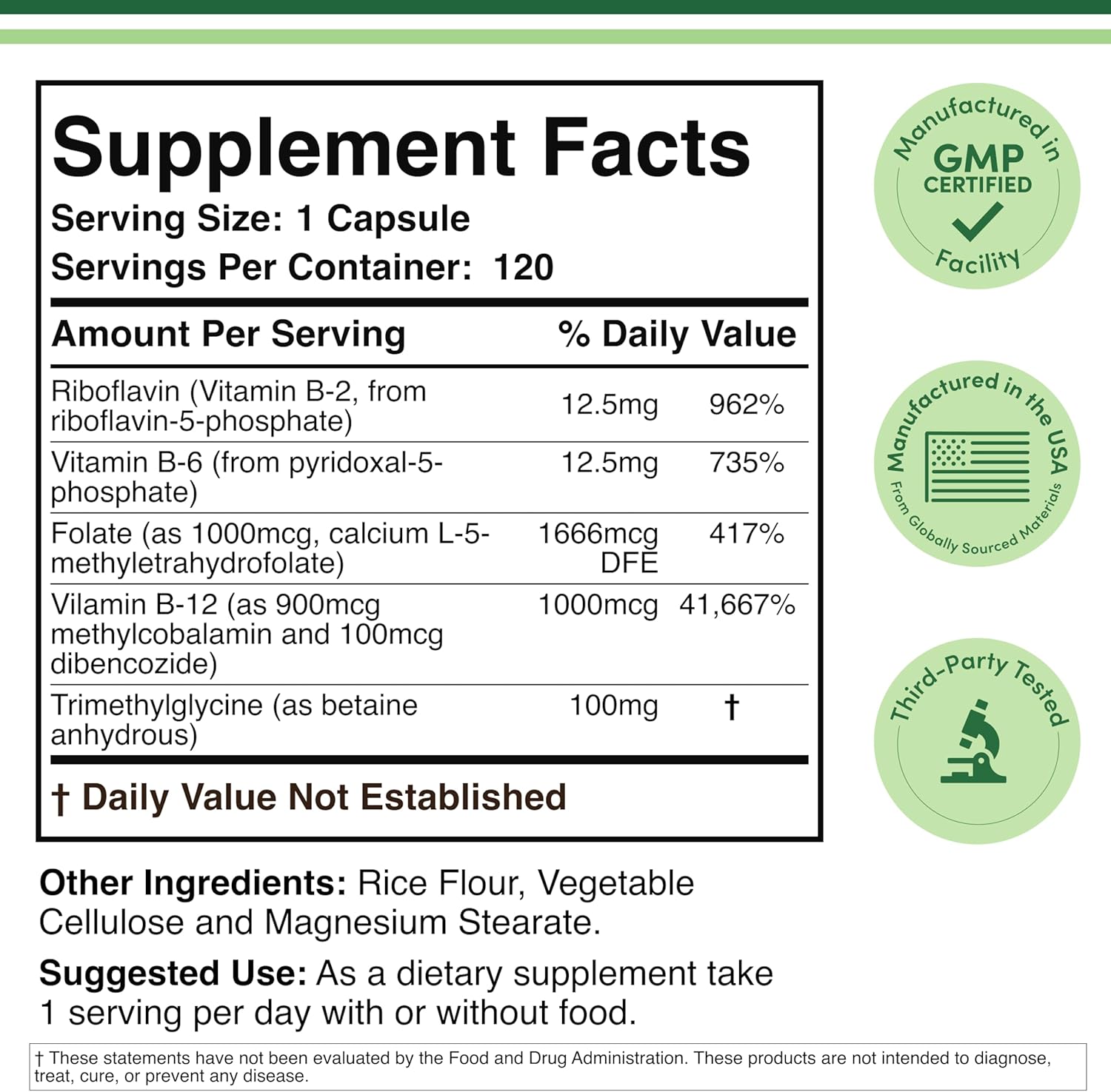 DOUBLE WOOD Methylated Multivitamin B Complex B6-B12 with TMG 120 Caps - Galeri