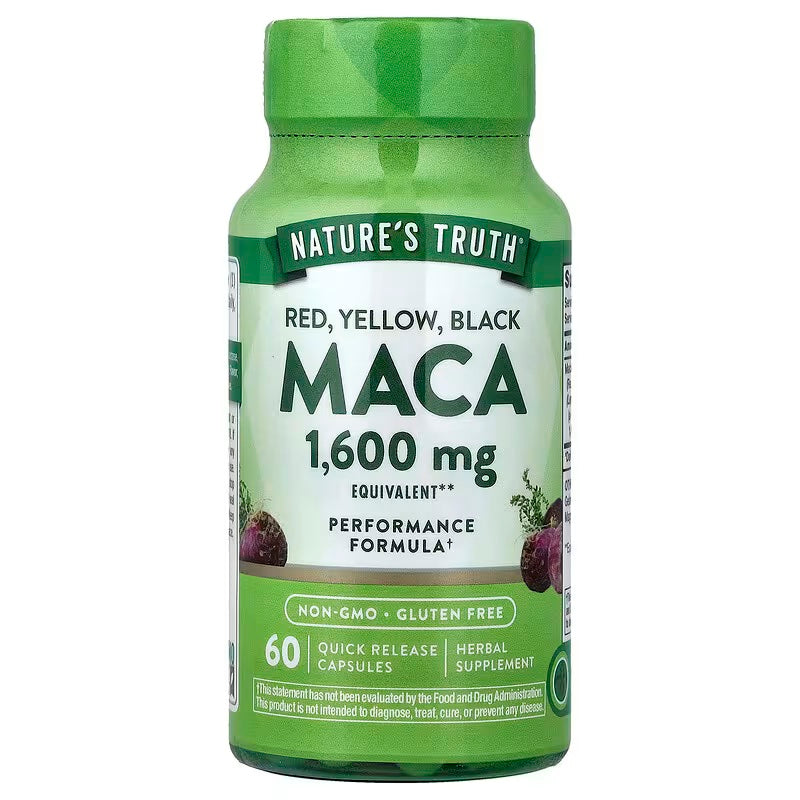 Nature's Truth Red, Yellow Black Maca 1,600 mg 60 Quick Release Capsules