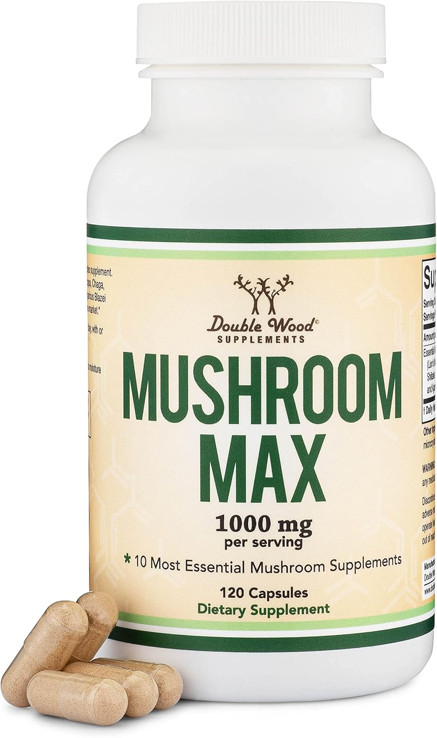 Double Wood Mushroom Lion's Mane Reishi Cordyceps and Turkey Tail 120 Caps