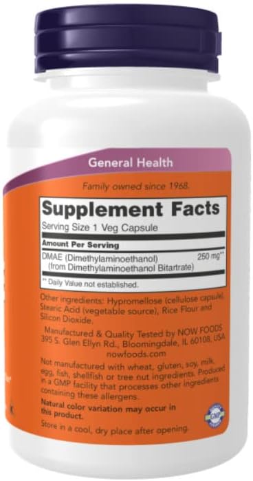 NOW Foods, DMAE, Healthy Brain 250 mg, 100 Veg Capsules - Galeri