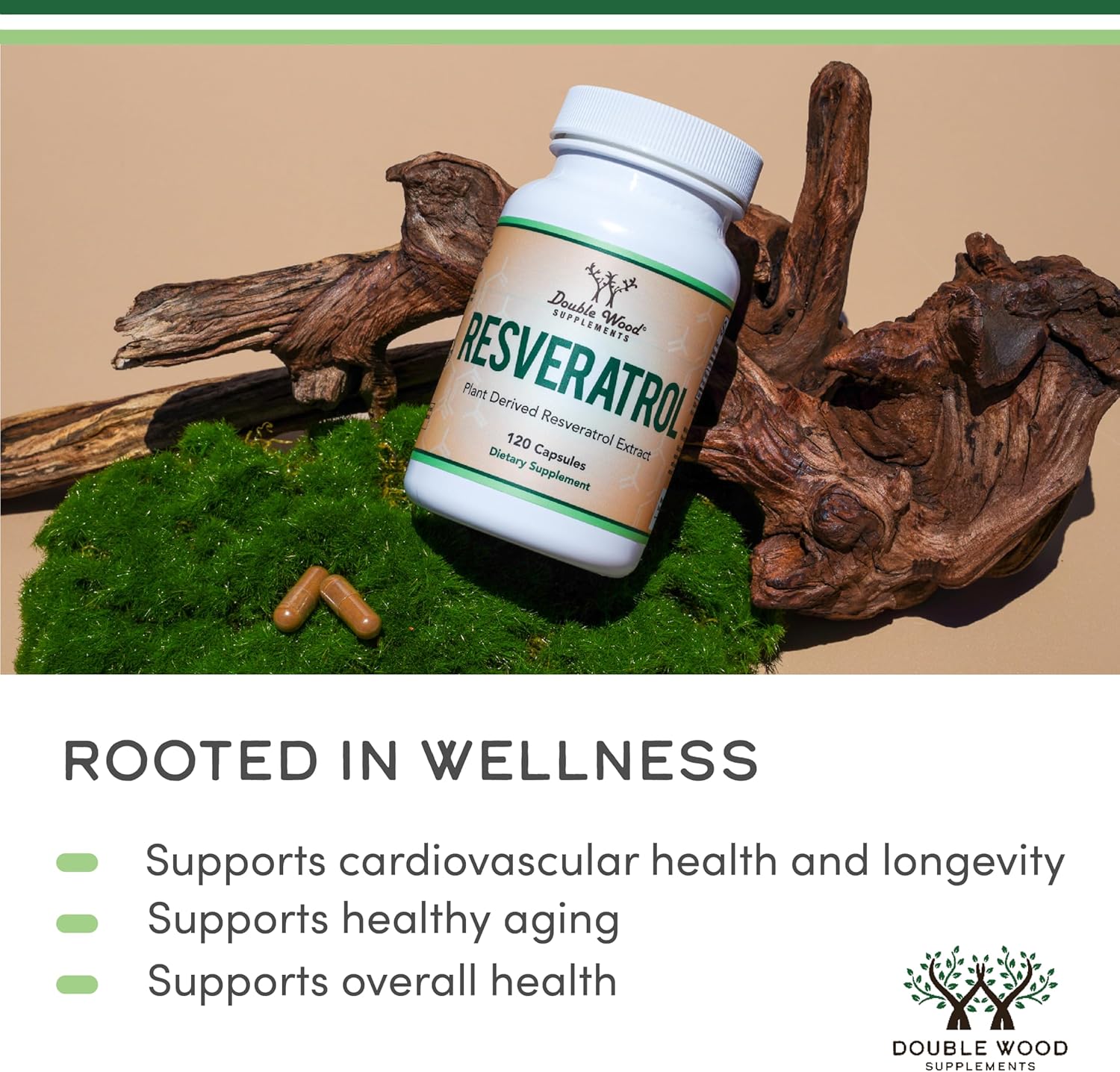 Double Wood 50% Trans Resveratrol Polygonum Root Healthy Aging 500mg 120 Caps - Galeri