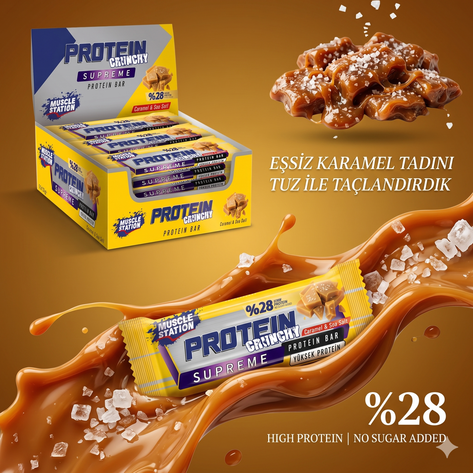 Muscle Station Musclestation Supreme Crunch Tuzlu Karamel 12Li Kutu - Galeri