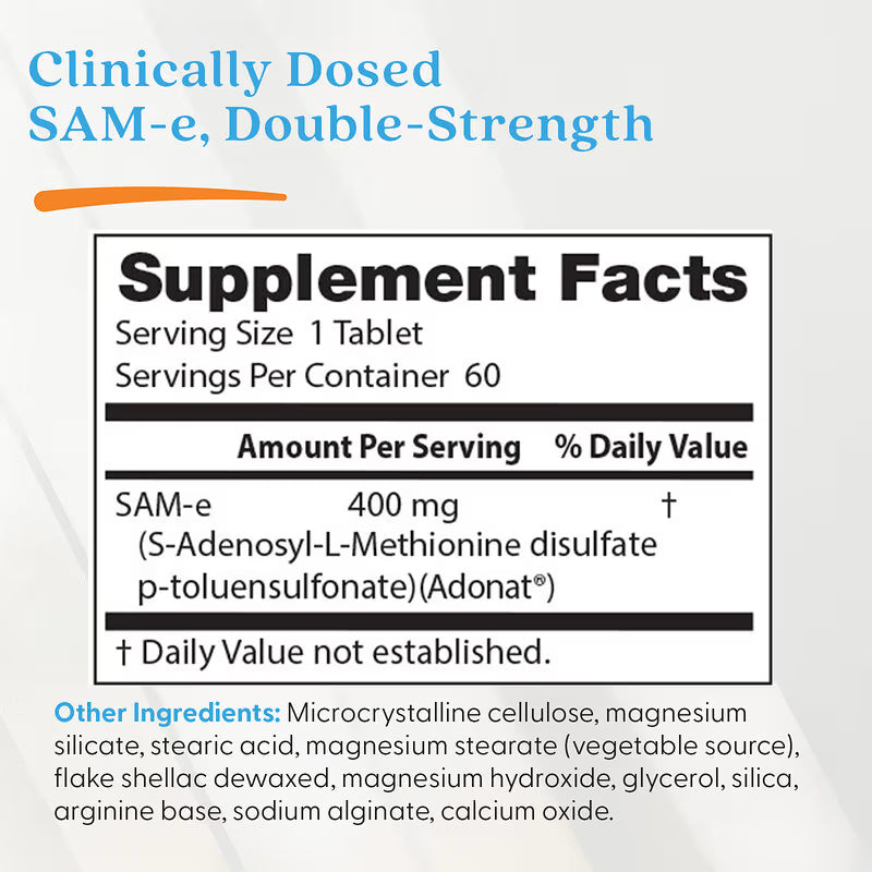 Doctor's Best SAM-e 400 mg 60 Liver , Joint , Cognition Brain & Cognitive Enteric Coated Tablets - Galeri