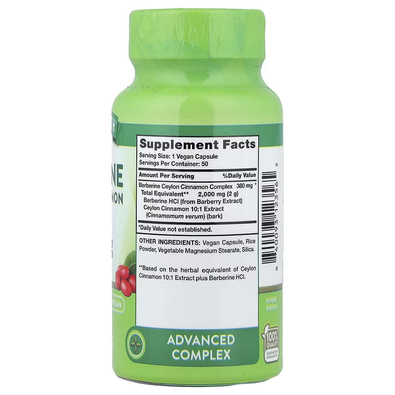 Nature's Truth Berberine Ceylon Cinnamon Complex 2,000 mg 50 Capsules - Galeri