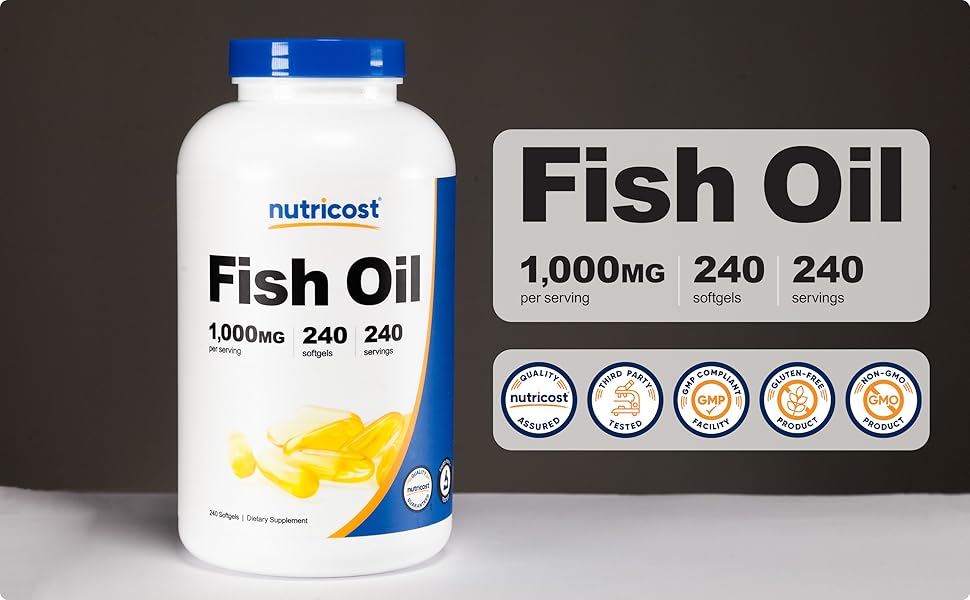 Nutricost Fish Oil Balık Yağı 1000mg 560mg of Omega 3 240 Softgels - Galeri