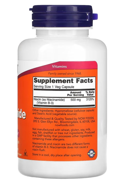 NOW Foods, Niacinamide Sivilce Cilt temizliği 500 mg, 100 Veg Capsules - Galeri