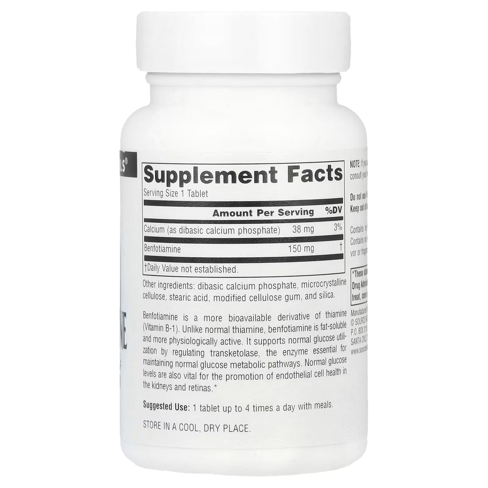 Source Naturals, Vitamin B1 Thiamine Benfotiamine, 150 mg 120 Tablet - Galeri