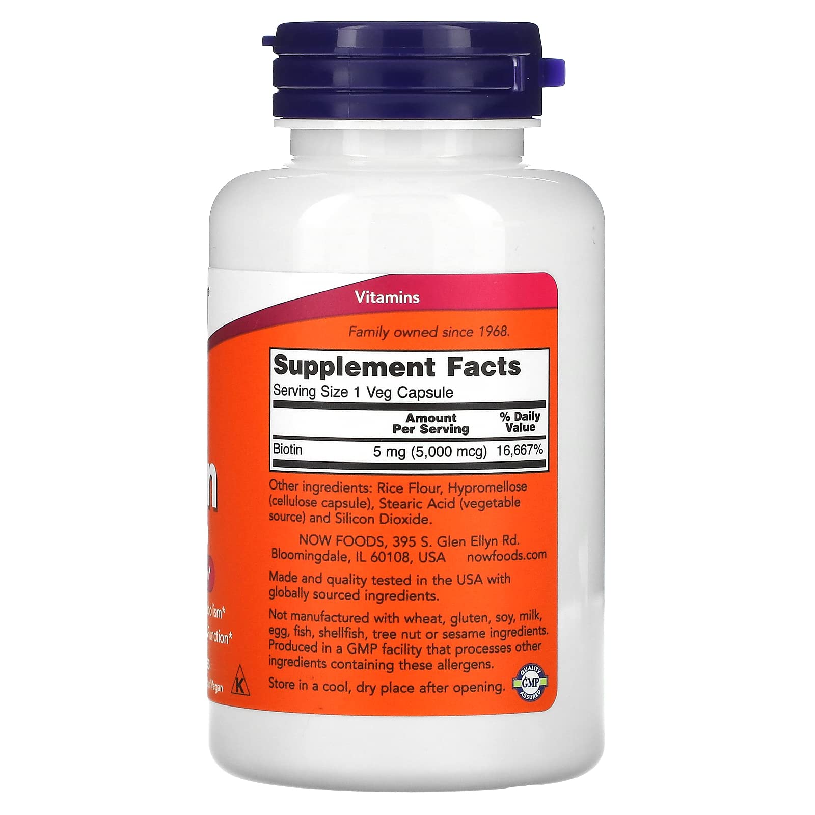 NOW Foods, Biotin, 5,000 mcg, 120 Veg Capsules - Galeri