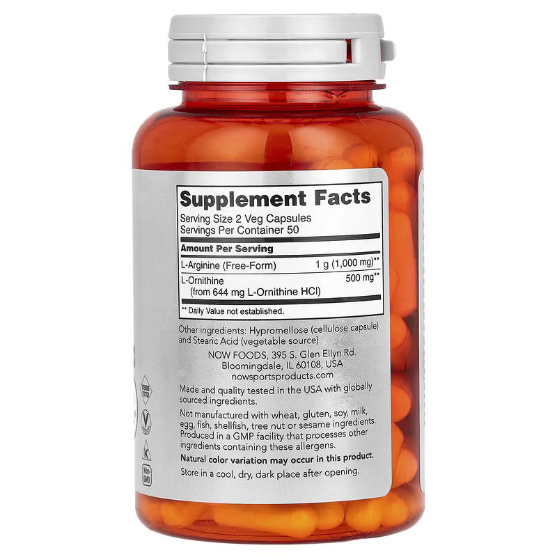 Now Foods Arginine(Arjinin) Ornithine(Ornitin) Gh Nitrix Oxide 100 Veg Caps - Galeri