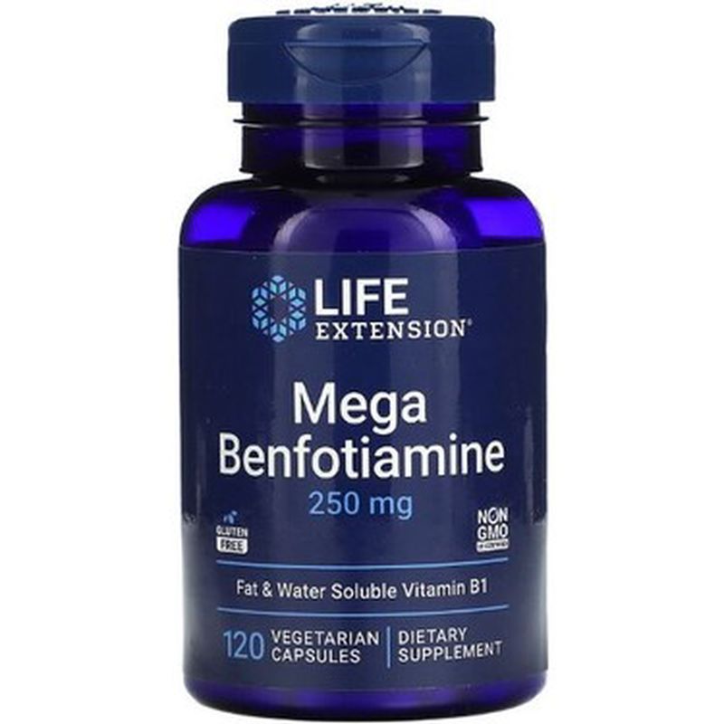 Life Extension Mega Benfotiamine 250 mg Ultra-bioavailable Vitamin B1 120 Caps