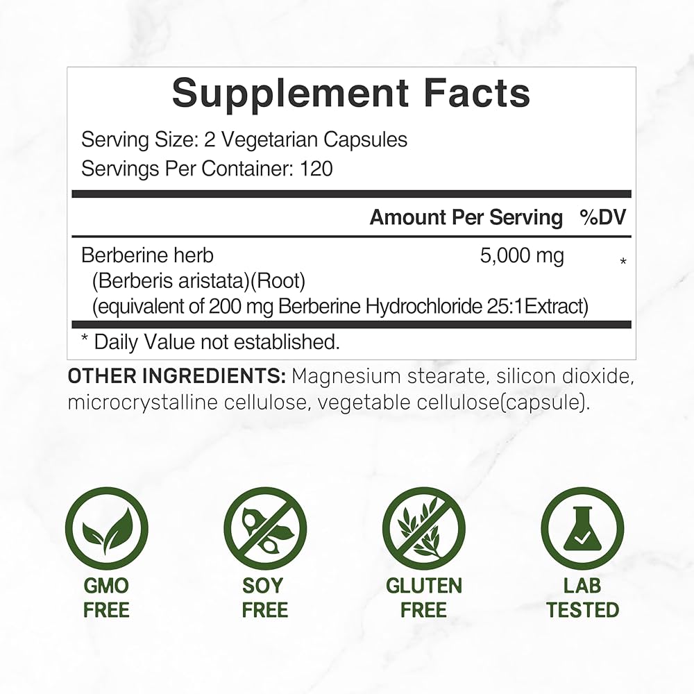 Deal Supplement Berberine Max Supplement with Turmeric, 5,000mg Per Serving, 240 Veggie Capsules - Galeri